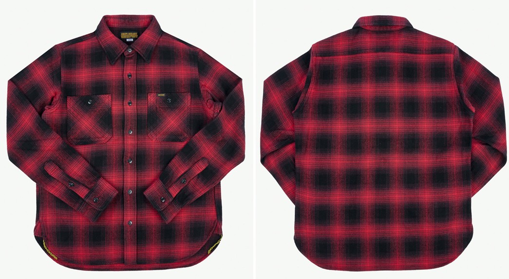 Review---Iron-Heart-Ultra-Heavy-Flannel-Shirt-red-front-back