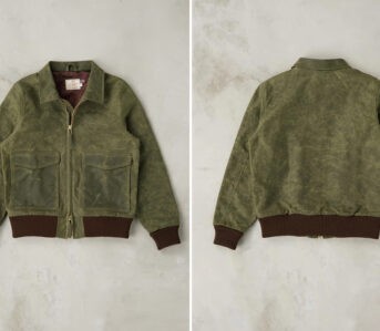 Dehen-1920-&-Division-Road-Release-Carrier-Jacket-from-10-oz.-Waxed-Olive-Army-Duck-front-and-back