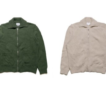 Norse-Projects'-Erik-Jacket-is-Made-in-Italy-From-Recylced-Cotton-green-and-white-front