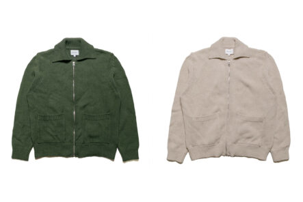 Norse-Projects'-Erik-Jacket-is-Made-in-Italy-From-Recylced-Cotton-green-and-white-front