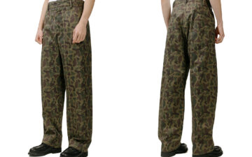 Engineered-Garments-Workaday-Soups-Up-its-Flat-Twill-Chino-Pant-with-Olive-Camo-front-and-back-model