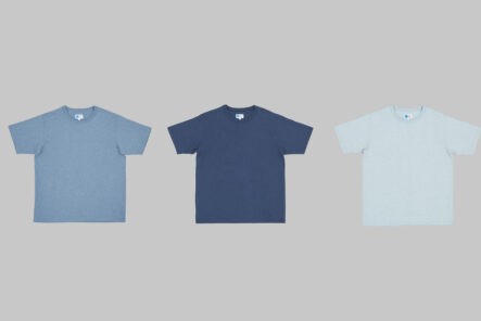 Japan-Blue-Introduces-Recycled-Denim-Cotton-T-Shirts-blue-dark-blue-and-light-blue-front