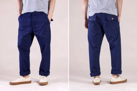 Companion-Denim's-Indigo-Fatigue-Pants-are-Built-For-Fades-front-and-back-model
