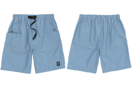 South2-West8's-Belted-Shorts-Now-Available-in-Sax-Blue-Nylon-Taffeta-front-and-back